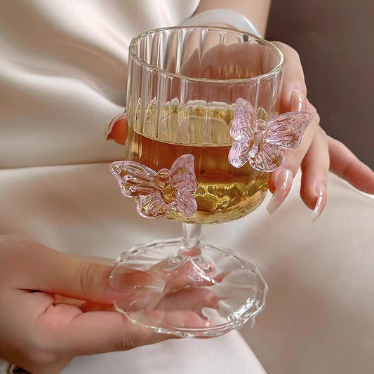 Designer style goblet ins high value butterfly wine glass butterfly water glass champagne glass cocktail glass